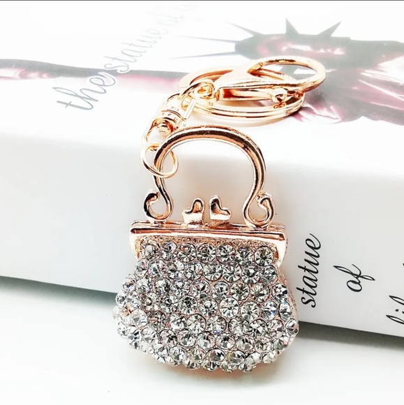 unbranded Accessories - Gold Handbag Keychain Crystal Pave Metal Fashion Women Bag Pendant CZ